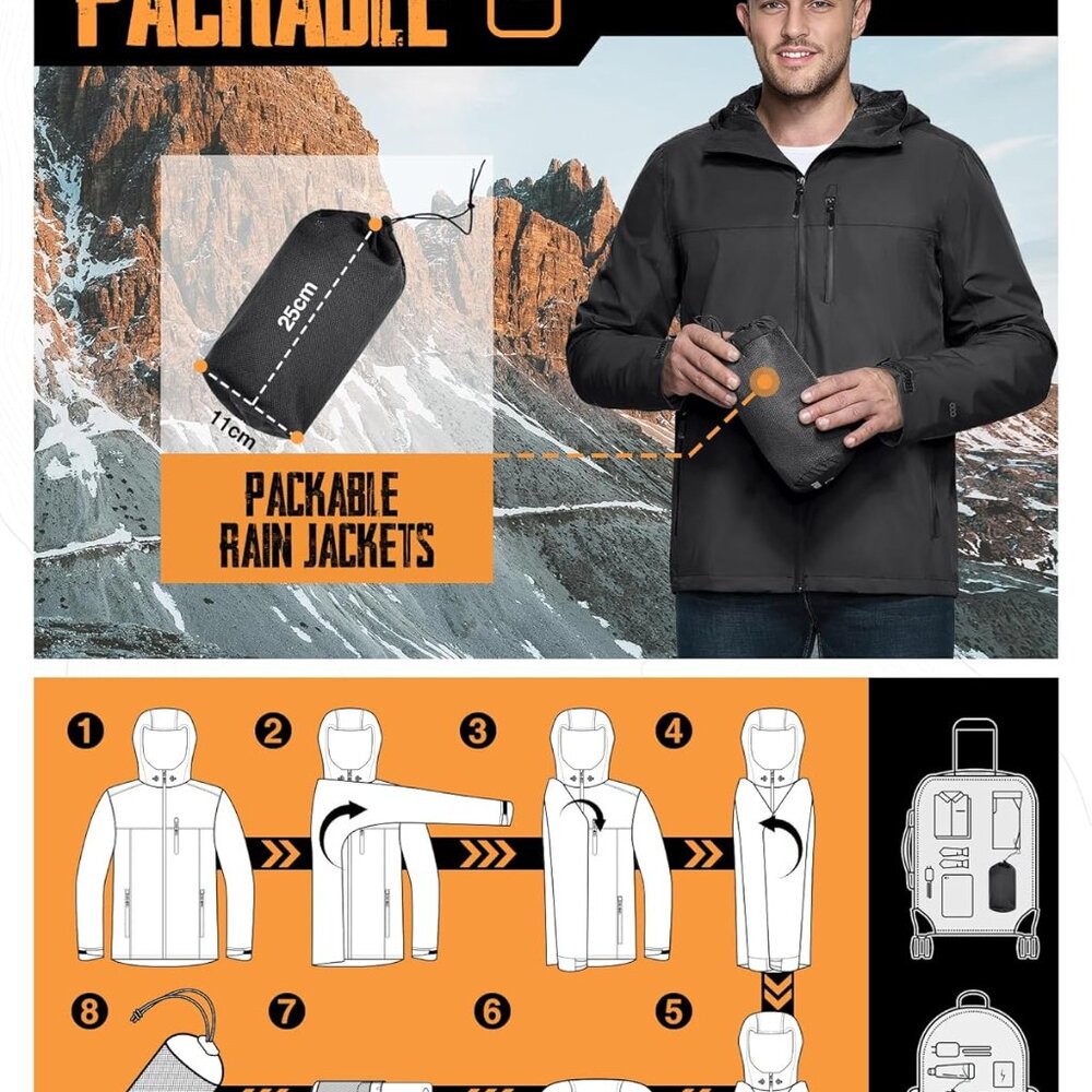 Versatile Packable Rain Jacket For Men - Lightwei… - image 6